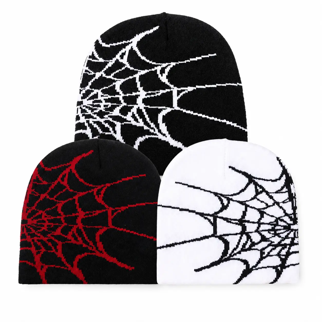 Y2K Spider Embroidered Beanie, Gothic Street Style Knit Skull Cap Hat, Soft Stretch Acrylic Hat for Men Women, Trendy Casual Streetwear Back to School Outfit fashionable headwears