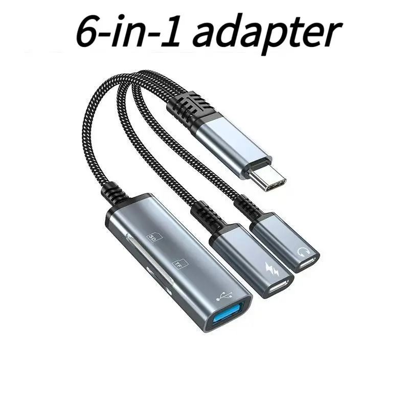 Apple Phone 60w Card Reader, USBC SD Card Reader, Multi-Function SD TF Card USB Adapter, Type-C Earphone Converter, Versatile Connectivity Device