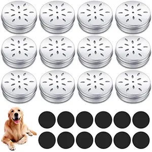 12 Pack Dog Scent Work Tins, Dog Scent Training Box, Dog Nose Metal Container with 12 Magnetic Dots, Dog Scent Training Kit Smell Training Canisters Aluminum Cans for Dogs Training (Cute)