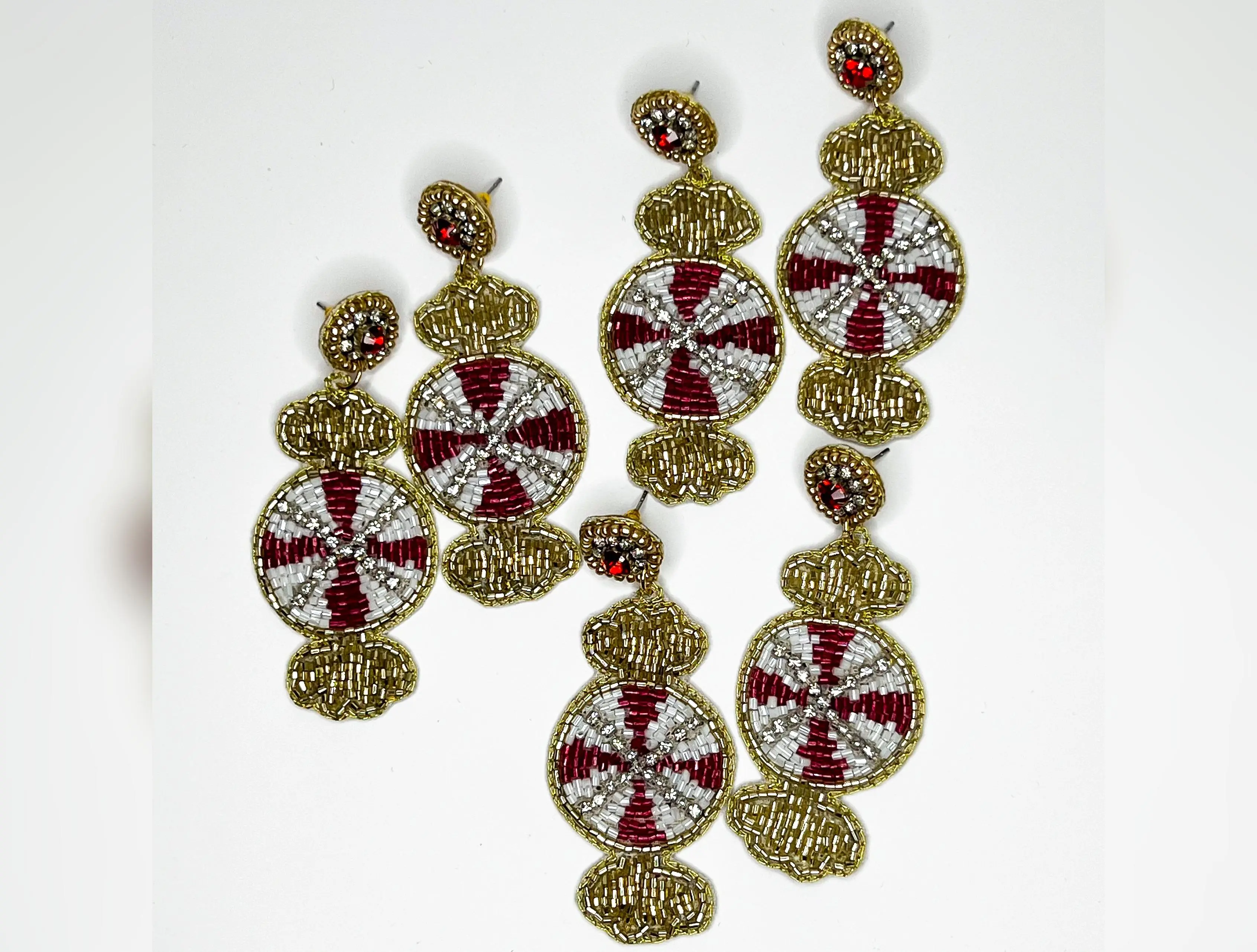 Peppermint Beaded Earrings
