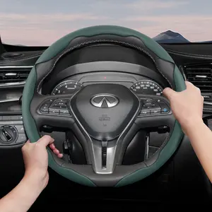 Steering wheel cover for Infiniti, perforated breathable leather, segmented design, ultra-thin, protects the steering wheel, Car Accessories. Fits Q50, G37, FX35, G35, Q45, QX50, QX60, QX70, EX25, Q30, QX80, QX30, Q40, Q60, Q70, Q80, EX35, Q50L, QX55