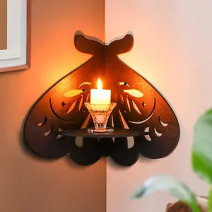 Creative Simple Nail Wall Display Rack, Moth Shape Wall Decor Hanging, DIY Assembly Wooden Small Storage Shelf, Wall Mounted Shelf, No Nails Included