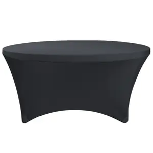 Stretch Spandex 6 ft Round Table Cover Black