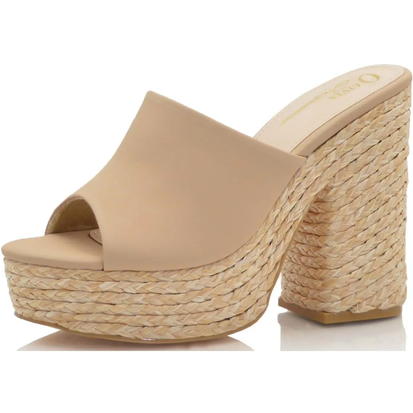 Teri Nude Raffia Platform Wedge Sandals