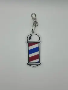 NFC Barber Pole Keychain - SHARE ANY LINK/LINKS YOU WANT Basic Design with Red White and Blue Stripes - CLIPDUP