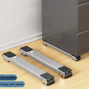 Adjustable Mobile Storage Rack Base Stand, 2 Pack Furniture Push Cart with 24 Wheels, Stainless Steel Frame, Ideal for Refrigerators & Appliances