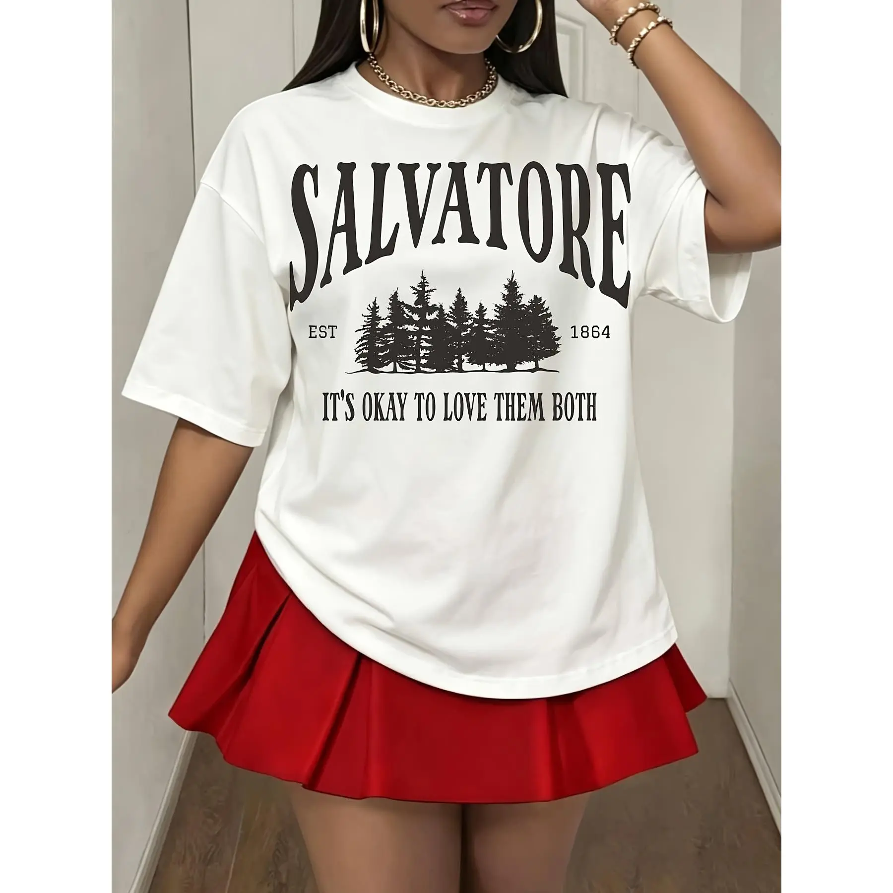 Salvatore Est 1864 T Shirt, Its Okay To Love Them Both Graphic Tee, Vampire Diaries Fan Merchandise, Casual Streetwear Top, Halloween Costume Party Outfit, Summer Daily Wear, Gift For Tv Show Lovers