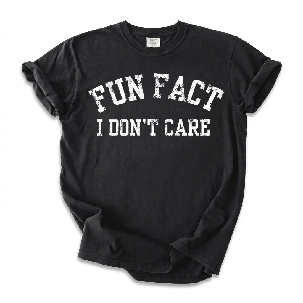 Fun Fact I Don’t Care T-Shirt,Unisex Vintage Graphic Tees,Cool Vintage Fashion T-Shir,Funny Shirt,Y2k Shirt,Oversize Shirt,Men Women Streetwear, Gift For Men Women, Apparel for Women Novelty Tees for Guys Black