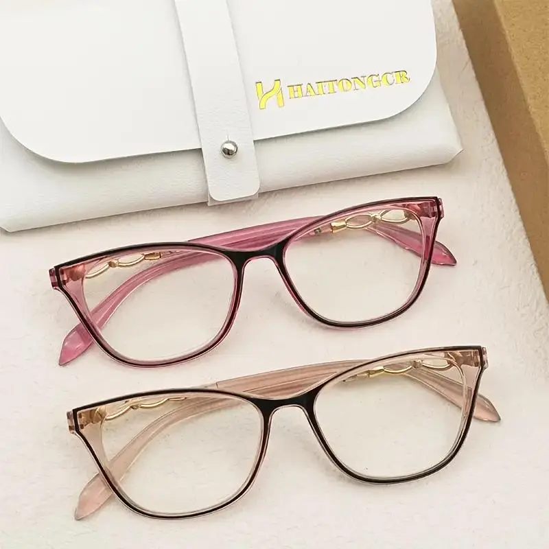 HAITONGCR Women's Blue Light Blocking Reading Glasses (+1.0 to +4.0), Stylish Cat Eye Frame, Lightweight, Eye Strain Reducing Blue Light Glasses for Office & Home Screen Use, Blue Lights Glasses