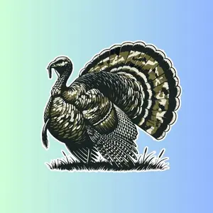 Camouflage Turkey Hunting Sticker, Outdoor Sports Decal for Hunters, Rustic Woodland Hunting Gear Accessory, Unique Thanksgiving or Christmas Gift, Cabin Decor, Hunting Enthusiast Wall or Vehicle Sticker