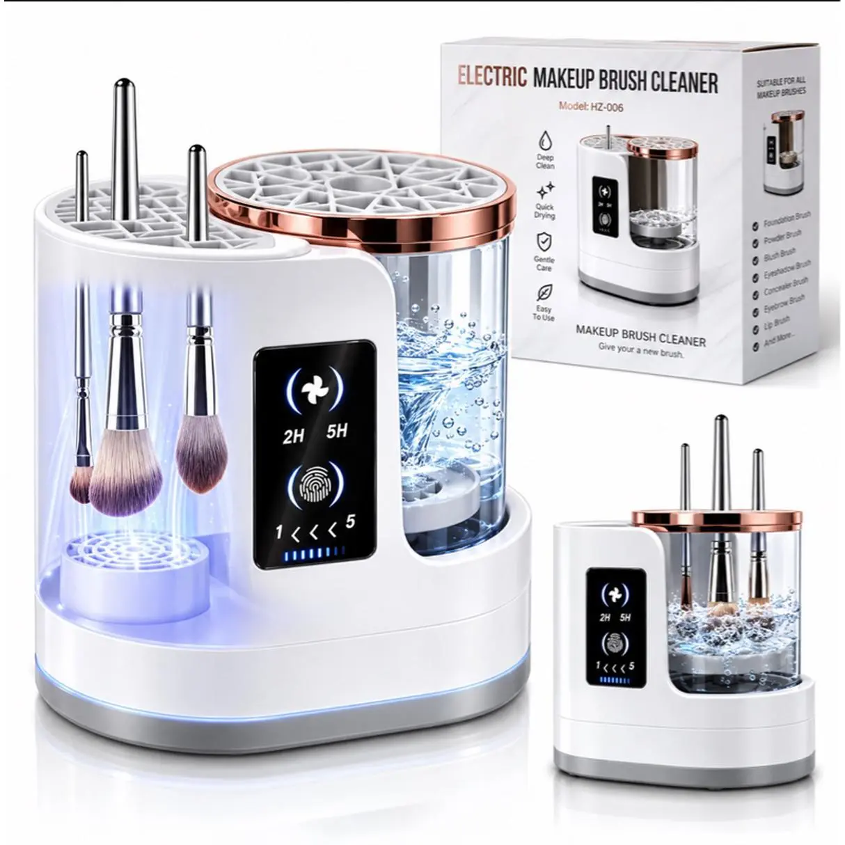 Electric Makeup Brush Cleaning Machine USB Powered Cleaner & Dryer with 2H & 5H Settings for Efficient Care
