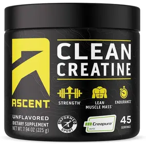 Ascent Clean Creatine Monohydrate Powder – 5g per Serving of Creapure for Muscle Strength & Performance, Unflavored, 45 Servings Fitness Endurance Supplement Dietary Protein