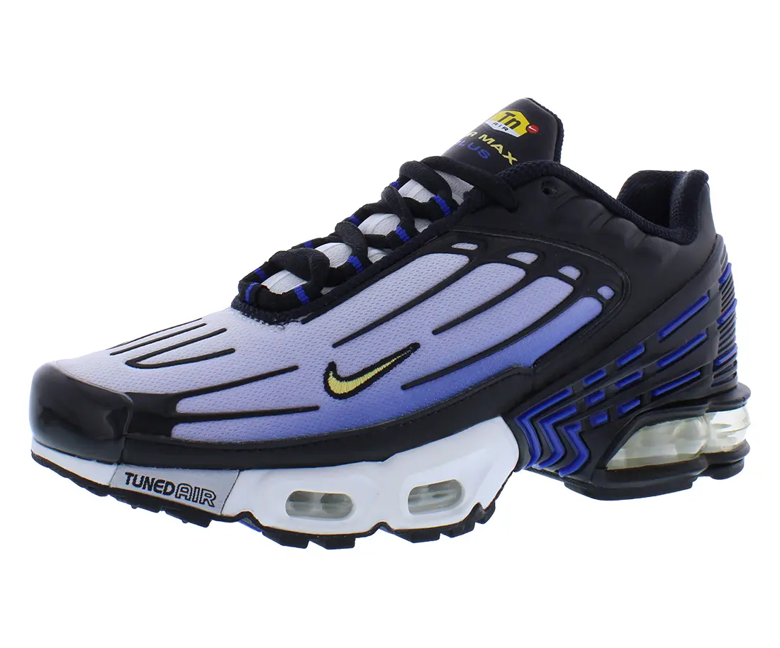 NIKE Air Max Plus III GS Junior Boys' Sneakers, Black/Blue/White Lace-Up Athletic Shoes for Outdoor Sports and Active Play, Laces, Kids/Junior
