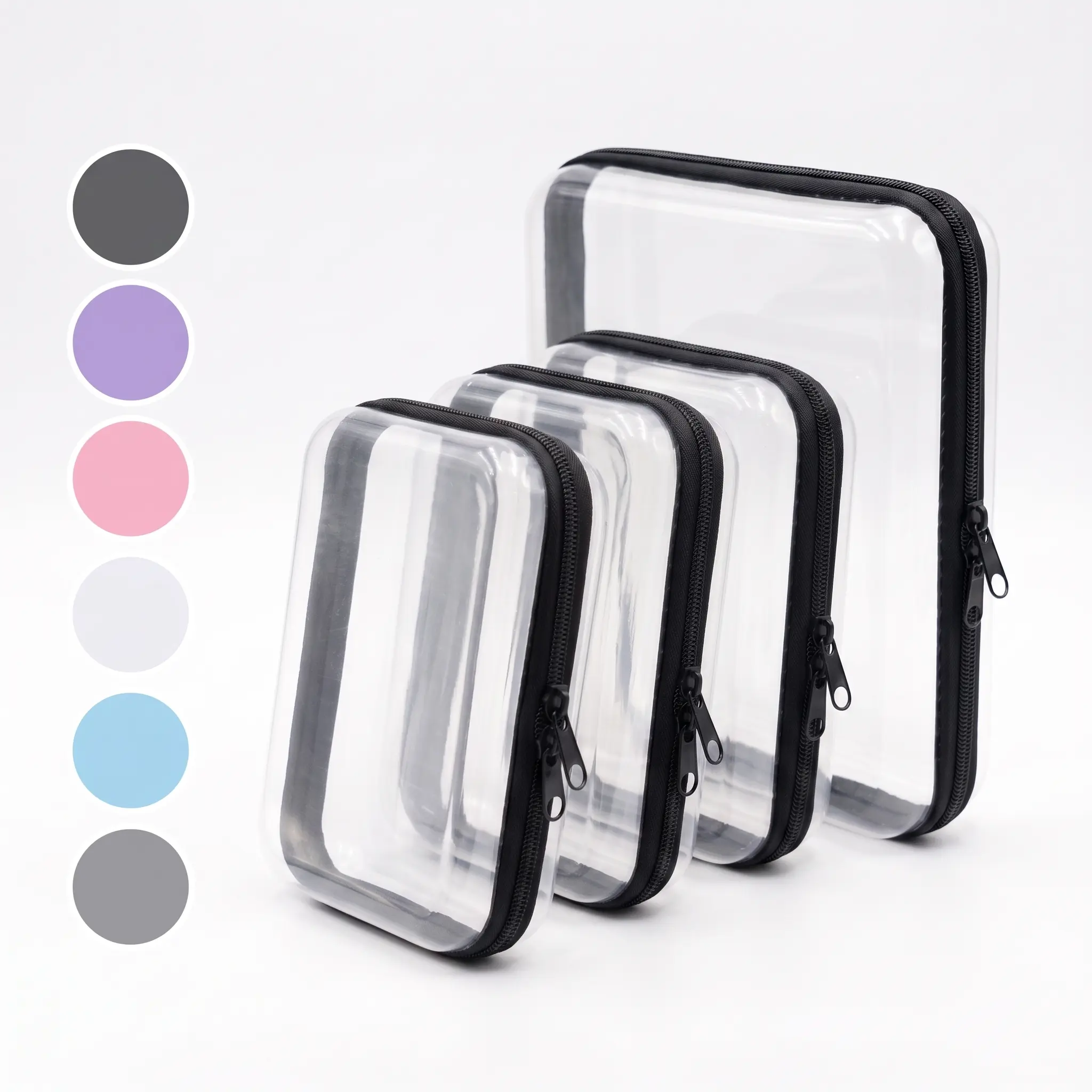 AreaMap 4-Piece Hard Shell Zipper Pouches - Organizer Storage, Storage Organization Packer Pouch for Travel Stuff, Home Closet Organization (L+3S)