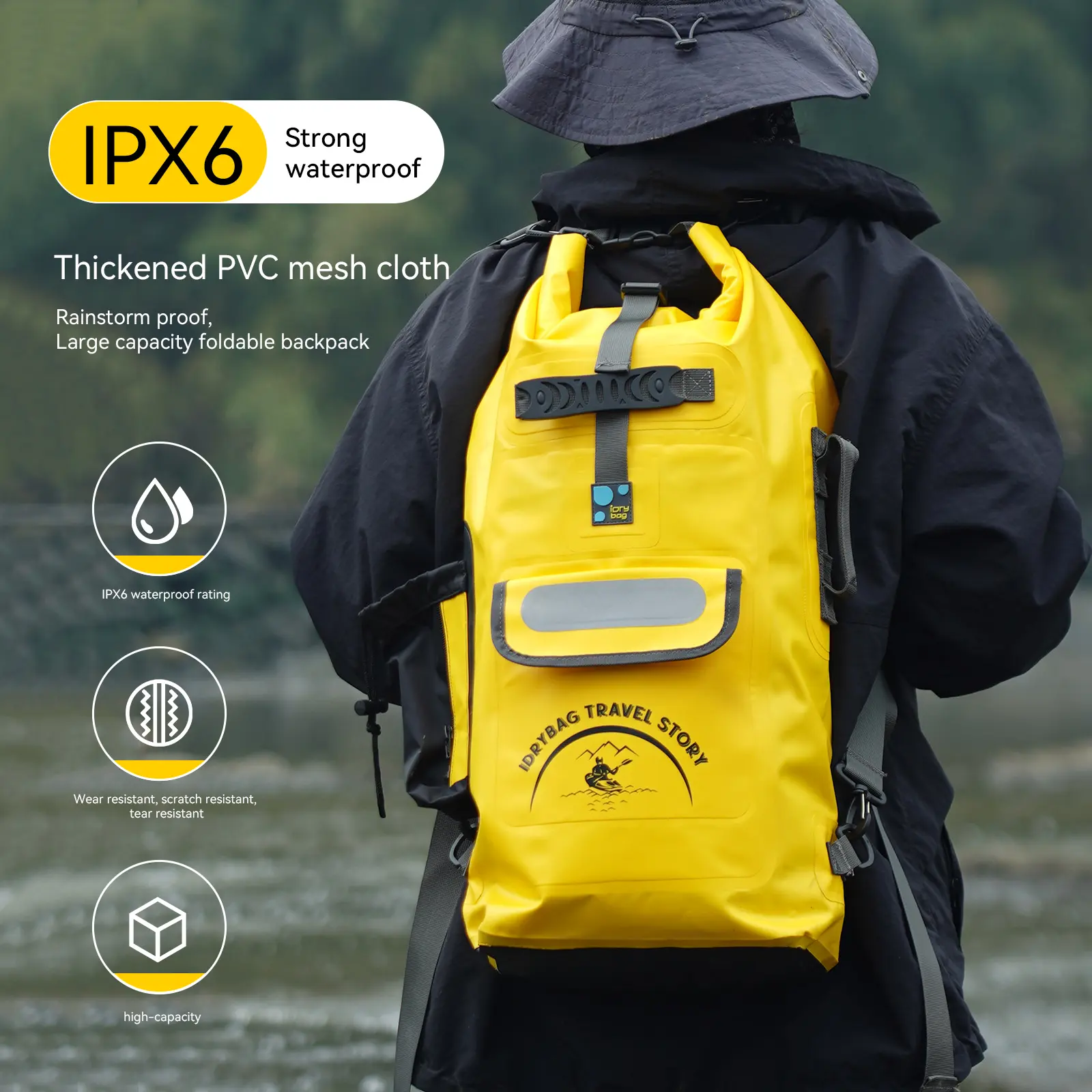 Floating Waterproof Roll-Top Dry Bag Backpack 20L/30L/40L, Waterproof Floating Dry Bags for Men, Kayak Sack,With 2L Small dry bag Inflatable Boat Boating Accessories