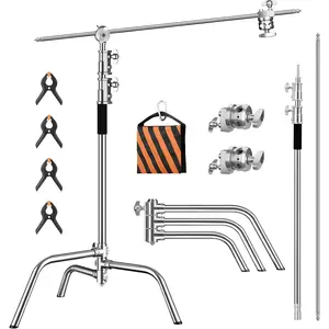 Heavy Duty C Stand 6.9ft/210cm with Holding Arm Sandbag Grip  Stainless Steel Photography Light Stand C-Stand Sturdy for Photography Studio Video Monolight Softbox  ()
