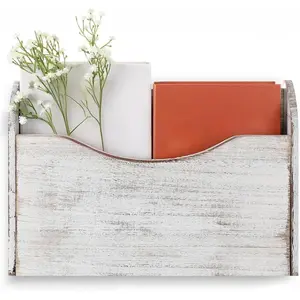 Wall Mounted File Holder  Magazine Holder Wall Hanging File Organizer for Office Mail Magazine Letter Paper Folder Organization(White)