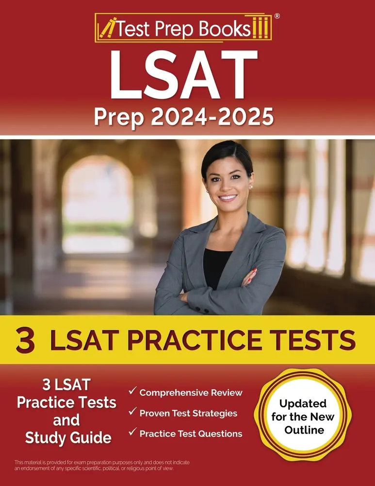 USED Book - LSAT Prep 2024-2025: 3 LSAT Practice Tests and Study Guide [Updated for the New Outline] by Morrison, Lydia (Paperback) - english