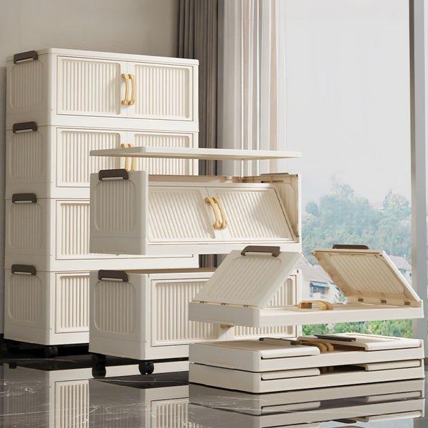 Stackable Plastic Storage Box with Lid Foldable Design with Wheels Multi Level Storage Container for Wardrobe Bathroom Home Office Dorm Space Saving Durable Stackable Plastic Storage Box with Lid Foldable Design with Wheels Multi Level Storage Container for Wardrobe Bathroom Home Office Dorm Space Saving Durable