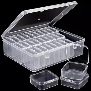 31 pieces (1 large box +30 small boxes) transparent plastic storage box, with small storage containers - bead storage container box - organized with hinge lid, rectangular shape and durable plastic material for your beads, Clear Storage Box
