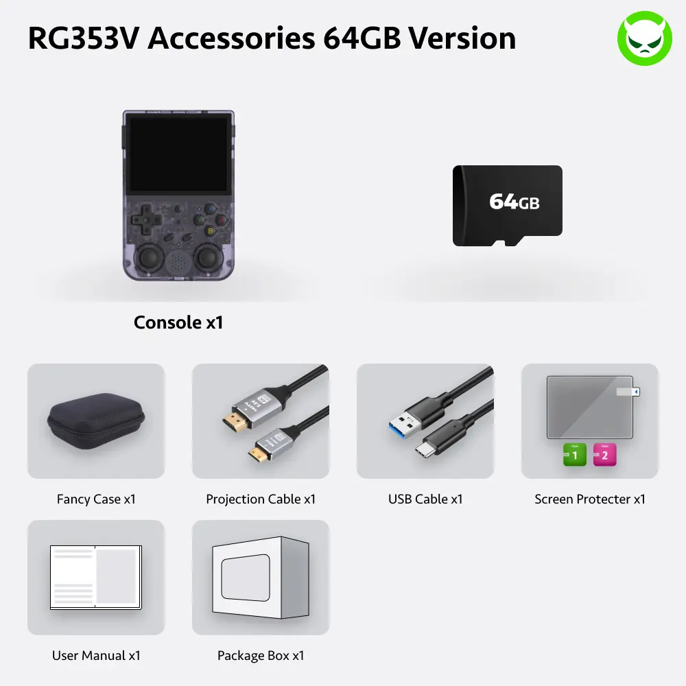Anbernic RG353V【Buy 1 Get 1 Projection Cable+1 Fancy Case+1