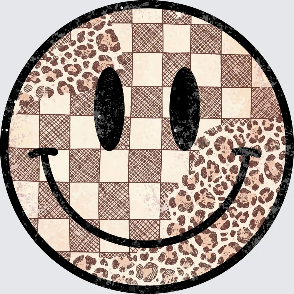 Smiley face retro Leopard checkered