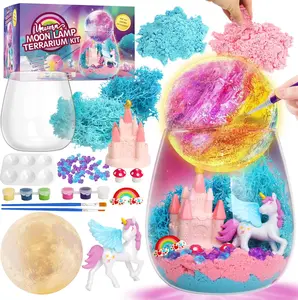 Unicorn Gifts for Girls – DIY Unicorn Terrarium Craft Kit with Moon Lamp Night Light, Arts & Crafts Toys for Kids, Creative STEM Activity Set, Christmas Gift for Kids & Birthday Gift for Girls