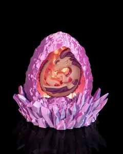 Prismheart Dragon Egg Lamp – 3D Printed Crystal Dragon Table Lamp with G9 LED Light