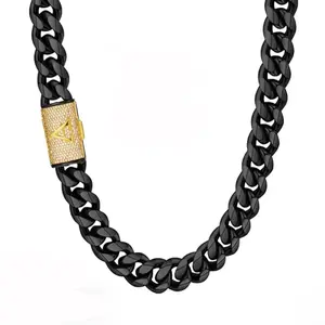 Stainless Steel Miami Cuban Chain Letter Chunkky Men's Necklace Fashion Jewelry for Party ,Daily Decoration