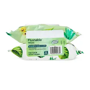 Flushable Witch Hazel & Aloe Wet Wipes – 96 Count (2 Pack)