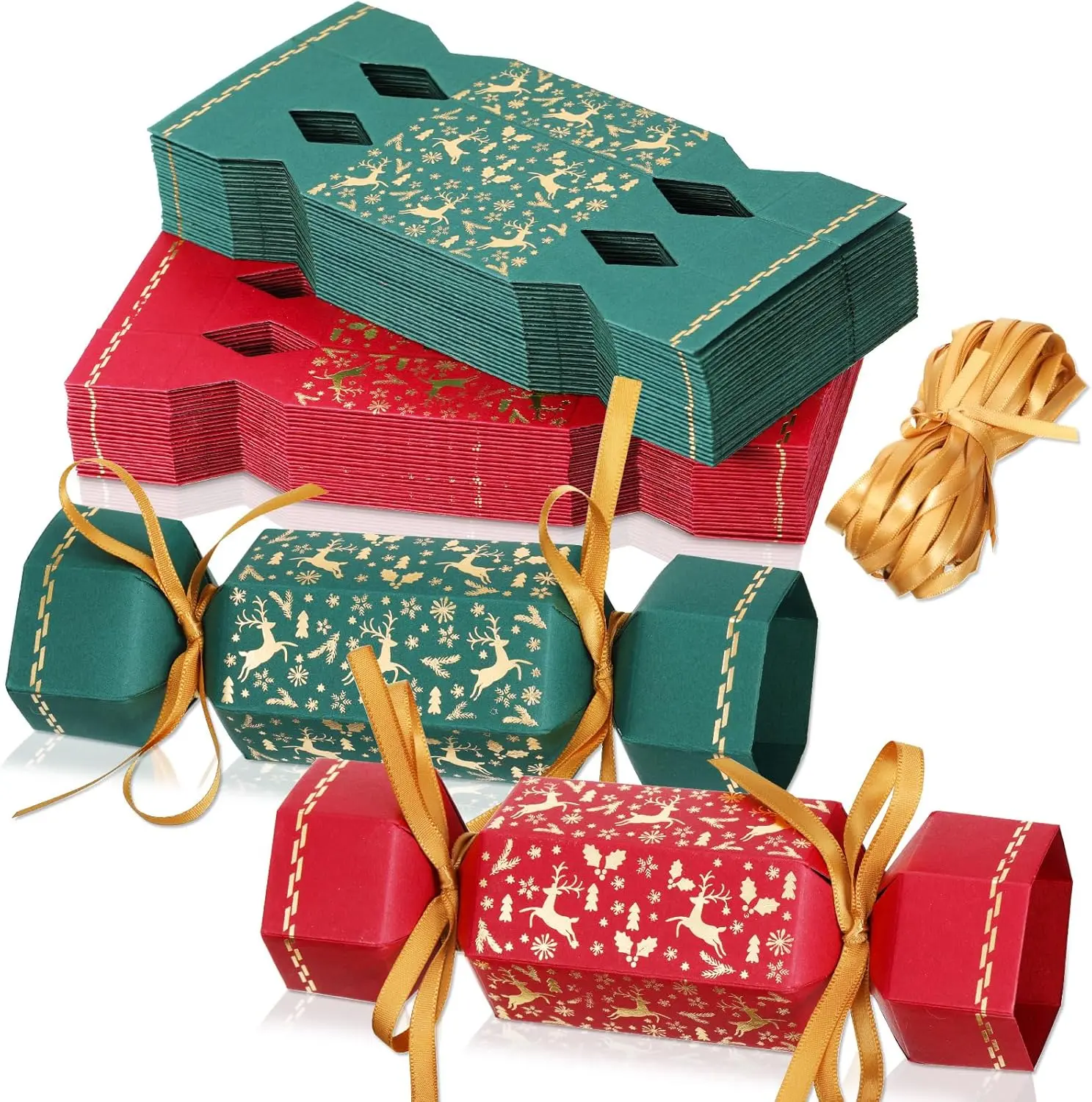 50 Packs Christmas Cracker Kit No Snap Xmas Party Table Favors Snowflake Reindeer DIY Christmas Party Cracker Candy Boxes for Holiday Dinner Decoration Gift (Snowflake) Ornaments
