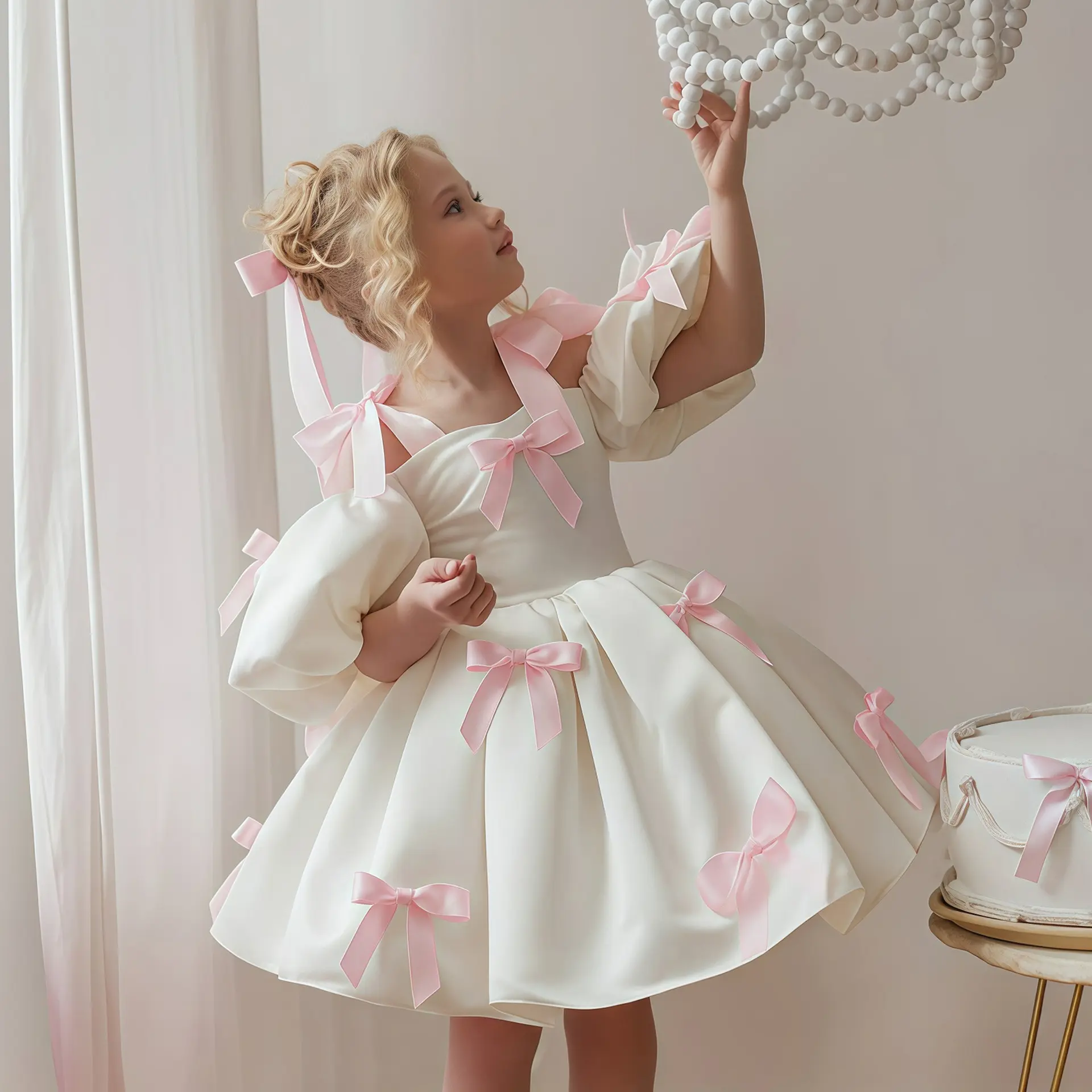 Kid Girls Princess Dress Puff Sleeve Color Contrast Bow Accents Dress For Party Piano Performance (2-8Y,White) 256136 - TikTok Shop Kid Girls Princess Dress Puff Sleeve Color Contrast Bow Accents Dress For Party Piano Performance (2-8Y,White) 256136 - TikTok Shop
