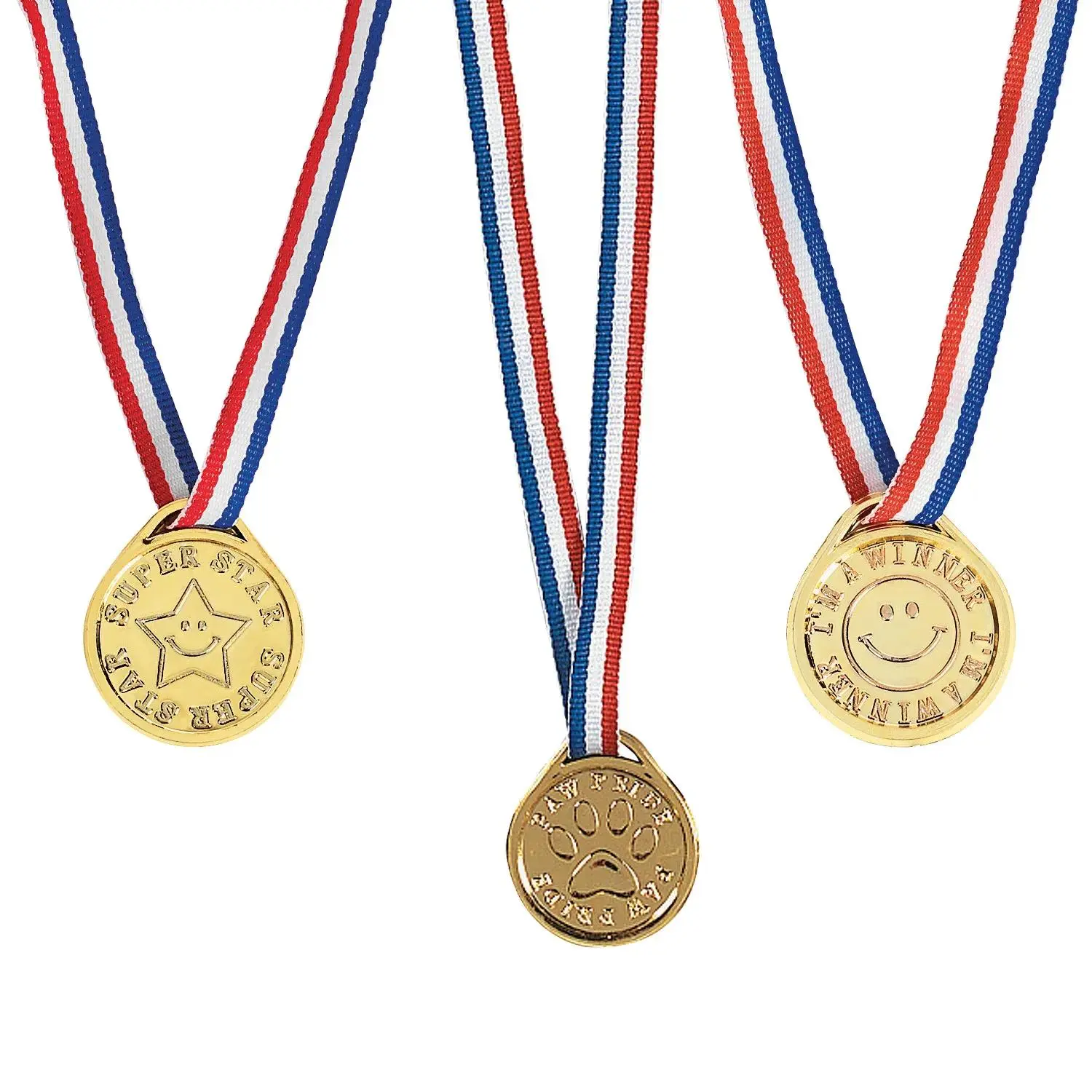 Gold Award Medals Variety Kit - 36-Pc Plastic Pro-Looking Rewards for Gold Trophies, Medals & Awards