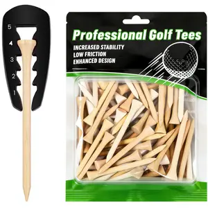 100PCS Wood Golf Tees with Adjustable Golf Tee Height Tool, Multiple Sizes 3-1/4", 2-3/4", 2-1/8", Reduce Side Spin and Friction, Portable Golf Tees Combo Set for Golfers