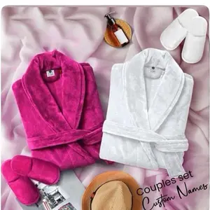 Couple Set Lite & Dark Pink”Personlized Set With Slippers 2+2