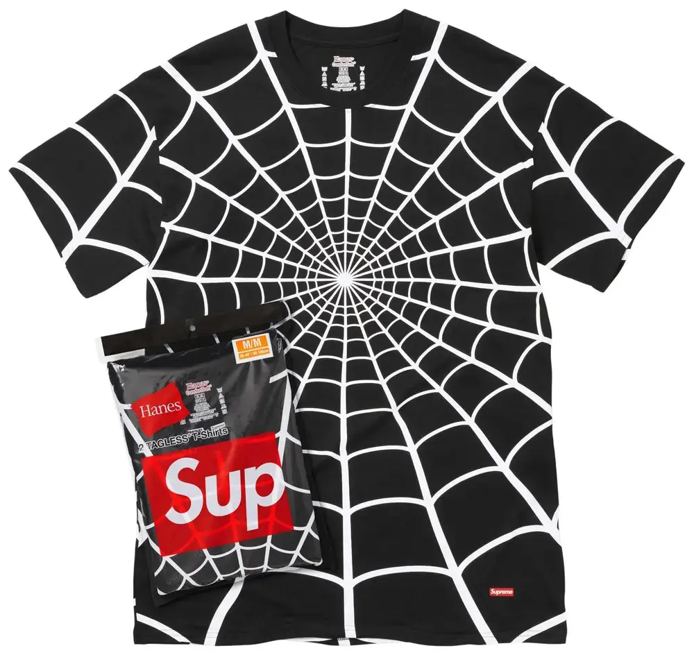 Supreme Hanes Spider-Man Tagless Tees (2 Pack) Black Men's 100% Authentic Comfortable Everyday Wear T-shirt Gym Casual Soft Cotton Short Sleeve All Sales Final
