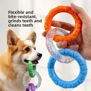 Pet dog toy teeth grinding and bite-resistant toy high-value three-ring tension ring dog self-hi gnawing toy