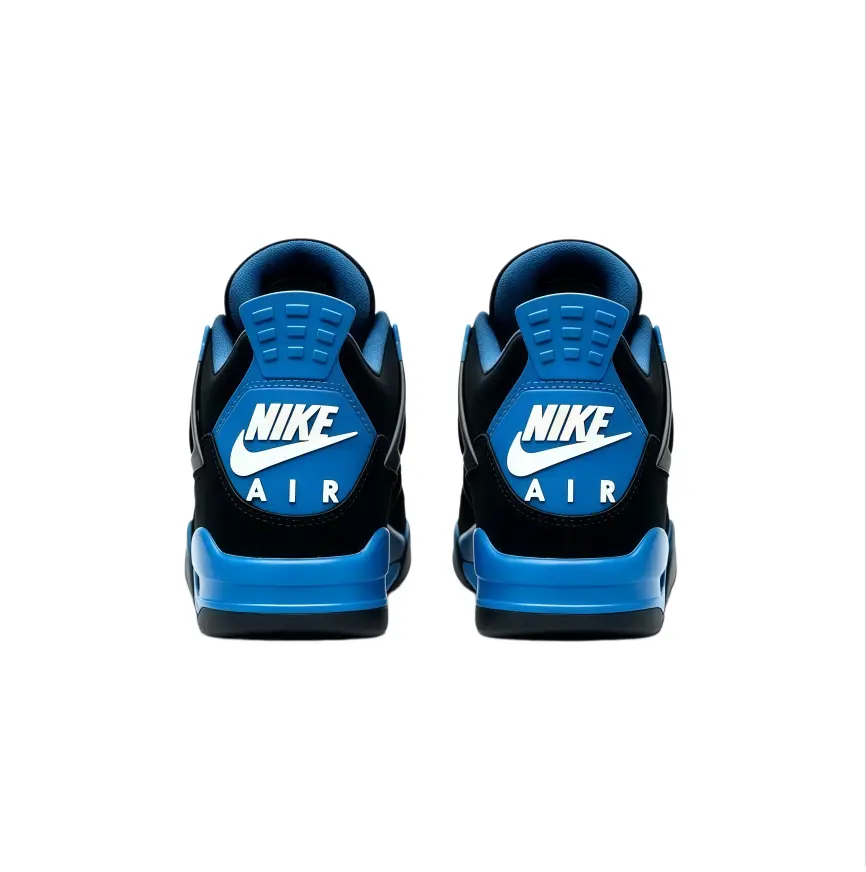 Vintage Unisex Mid-Top Street Sneakers Collectible - Premium Soft Black Suede Upper, Royal-Blue Shoelaces, Hollow Fasteners, Blue Breathable Grid Mesh Panel, Built-In Air Cushioned Sole, Original Matched Shoe Box Included