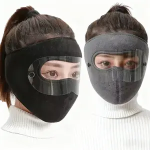 Winter windproof mask with detachable goggles, men's and women's thick wool lining full face mask, suitable for outdoor cycling and motorcycle riding in cold weather protectionRAIMENTRY