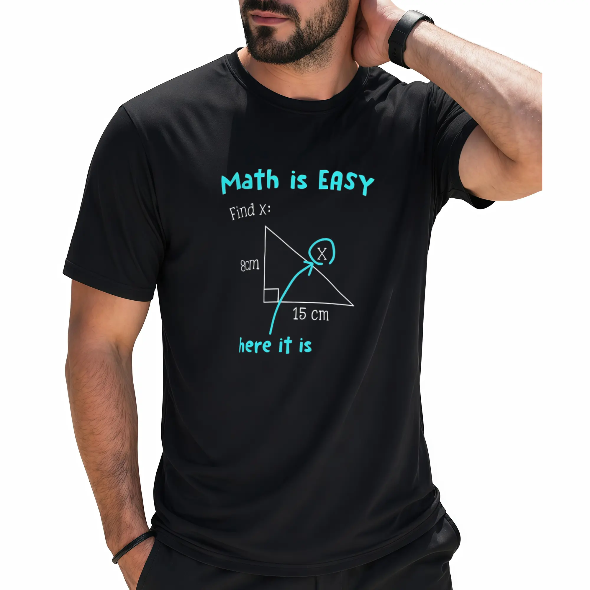 Math Is Easy Find X Graphic T‑Shirt Funny Math Teacher Student Joke Triangle Print Crew Neck Short Sleeve Unisex Tee