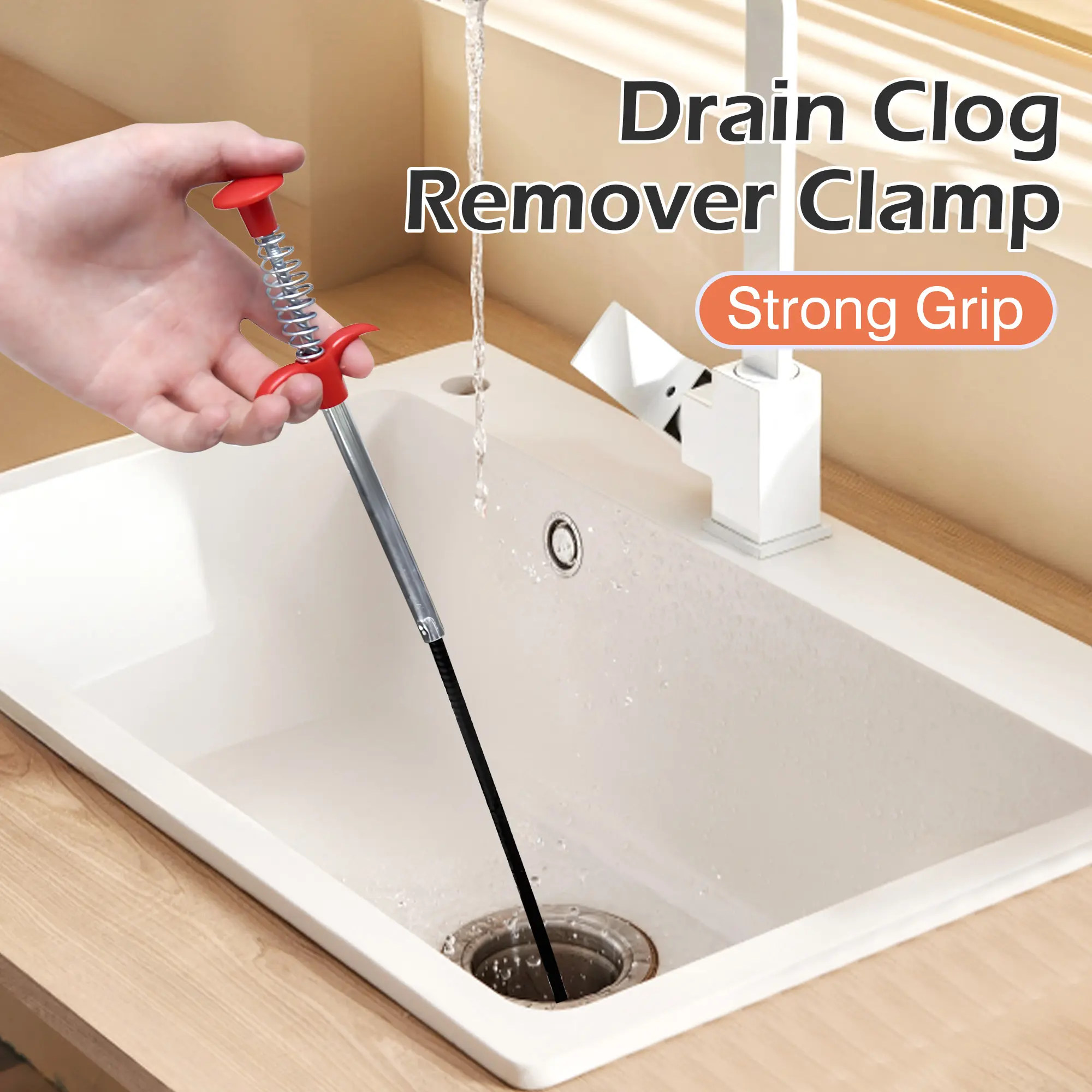 1 Count sewer cleaning tools, drain clog remover, Works for toilet sink and bathtub clog