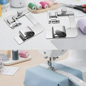 Quick Hemming Foot for Home Sewing Machine, No Adjustment Needed, Direct Fit Multiple Sizes 13mm 19mm 25mm. Anti-Rust Alloy Sewing Presser Foot, Multi-Fabric Edge Finishing Tool, Decorative Hem Attachmen