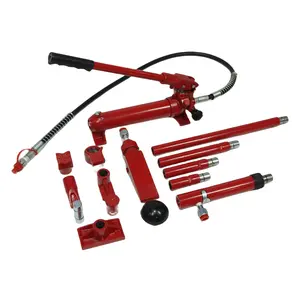 【GARVEE】4 Ton Porta Power Kit - 15-pcs Hydraulic Ram, Auto Body Frame Repair, 8000 lbs Capacity, Carrying Case, Red