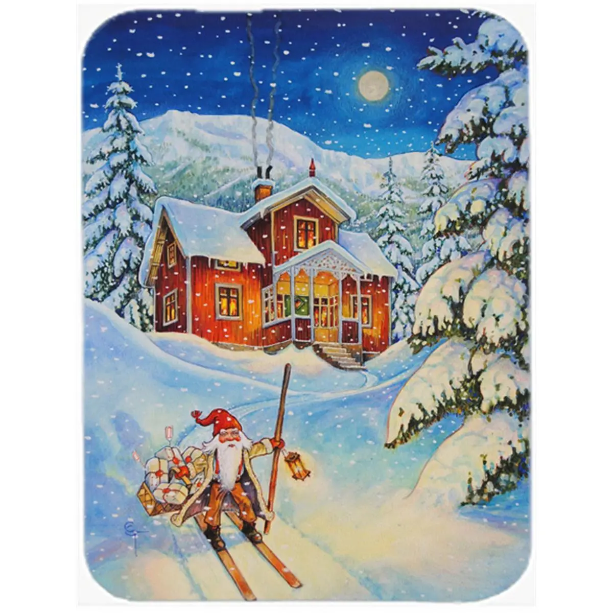 1-Piece Christmas Gnome-Themed Large Tempered Glass Cutting Board - Rectangular 15x0.2x12 in 6 lbs Kitchenware, Colorful Artwork Prints, Heat-Resistant for Food Prep, Durable Household Essential