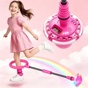 Skip Ball Toy for Girls Ages 6-10,Girl Birthday Gifts,3 Fun Modes,Flashing Light-Up Wheel,LED Digital Counter,Replaceable Battery,Girl Birthday Gifts for Age 6-10+,Fun Outdoor Girl Toys-Pink