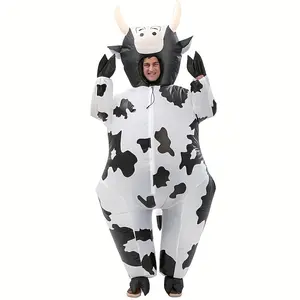 Inflatable Cow Costume, Halloween Party Animal Performance Costume, Funny Role-Playing Cow Suit, Graduation Ball Atmosphere Dress Up, Batteries Not Included, Suitable for Halloween, Christmas Events and Party Supplies