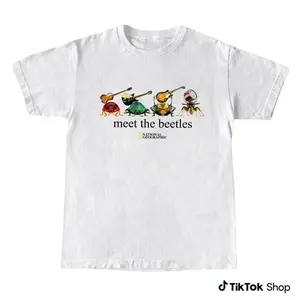 National Geographic “Meet the Beetles” Vintage Graphic Tee, Reprint Nature Insect T-Shirt, Unisex Short Sleeve Cotton Shirt, Casual Streetwear Nature Lover Gift