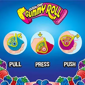 Push Pop Gummy Roll Christmas Candy Gummies, 8Ct Individually Wrapped Gummies in Assorted Fruity Flavors, Full Size Chewy Candy, Birthday Party Favors, Stocking Stuffers, Gifts For Kids