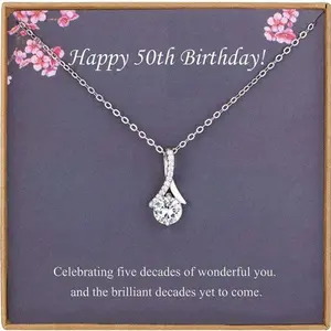 Mom Necklace, 50Th Birthday Necklace Gifts For Women, 50 Year Old Milestone Birthday For Her 50 And Fabulous, Elegant Necklace Gifts for Wife - Perfect Anniversary, Birthday or Special Occasion Jewelry for Her