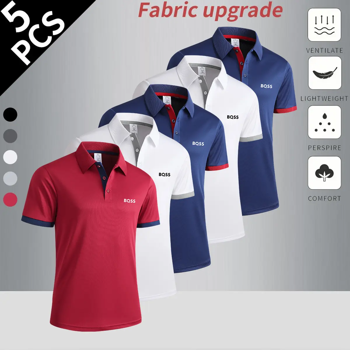 Men’s Comfortable Polo Shirt, 5-Pack Summer New Arrival, Classic Buttoned Turn-Down Collar Top Casual Menswear Men’s Comfortable Polo Shirt, 5-Pack Summer New Arrival, Classic Buttoned Turn-Down Collar Top Casual Menswear